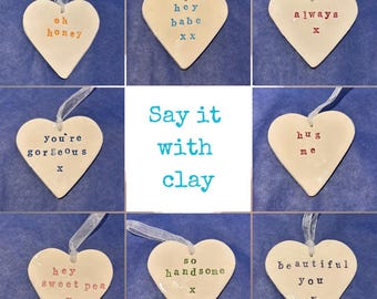 Personalised Ceramic Heart Decoration, Friendship Gift