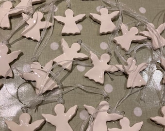 Set of 6 Ceramic Angel Decorations