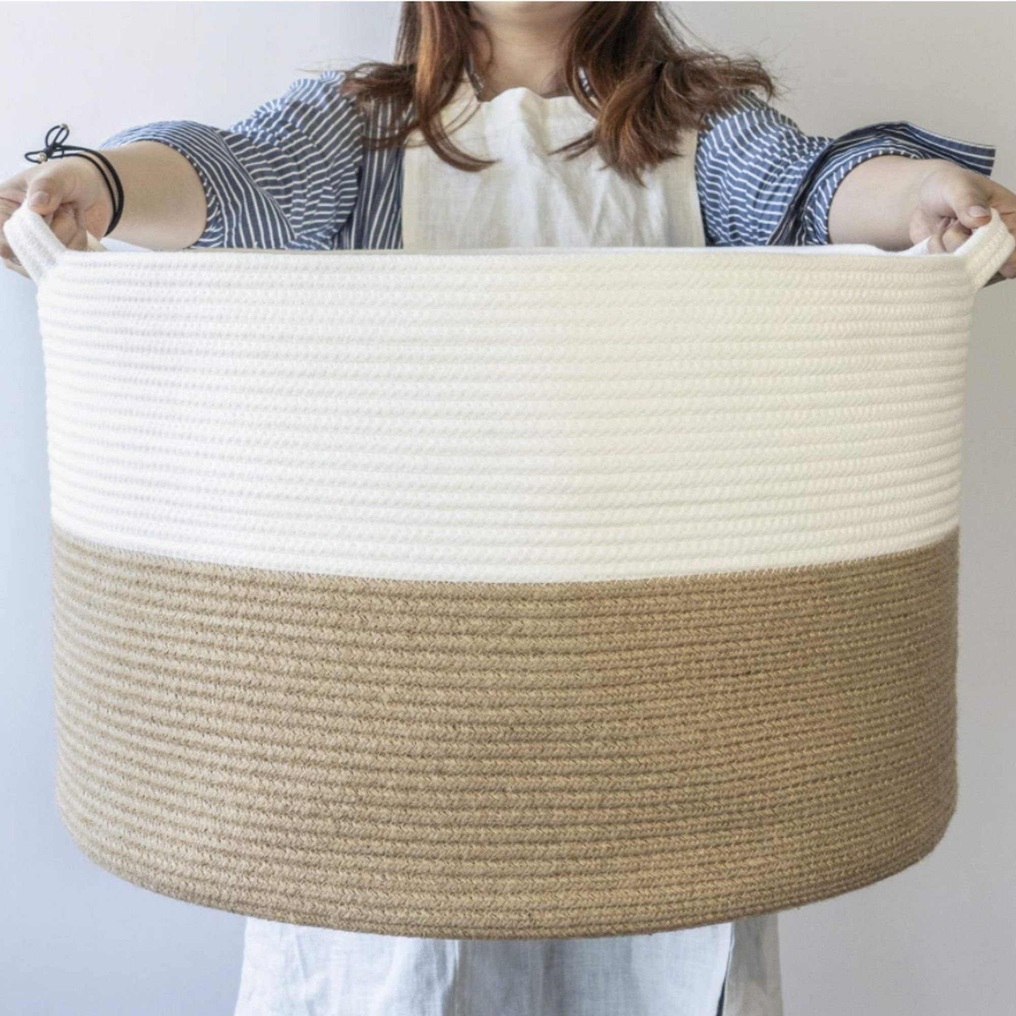 XXXLarge Woven Cotton Rope Basket with Handle Laundry Blanket Etsy