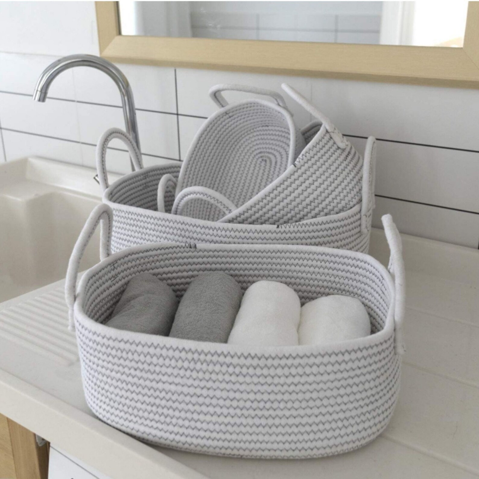 Set of 4 Cotton Rope Woven Storage Basket Organizer Bins with Etsy