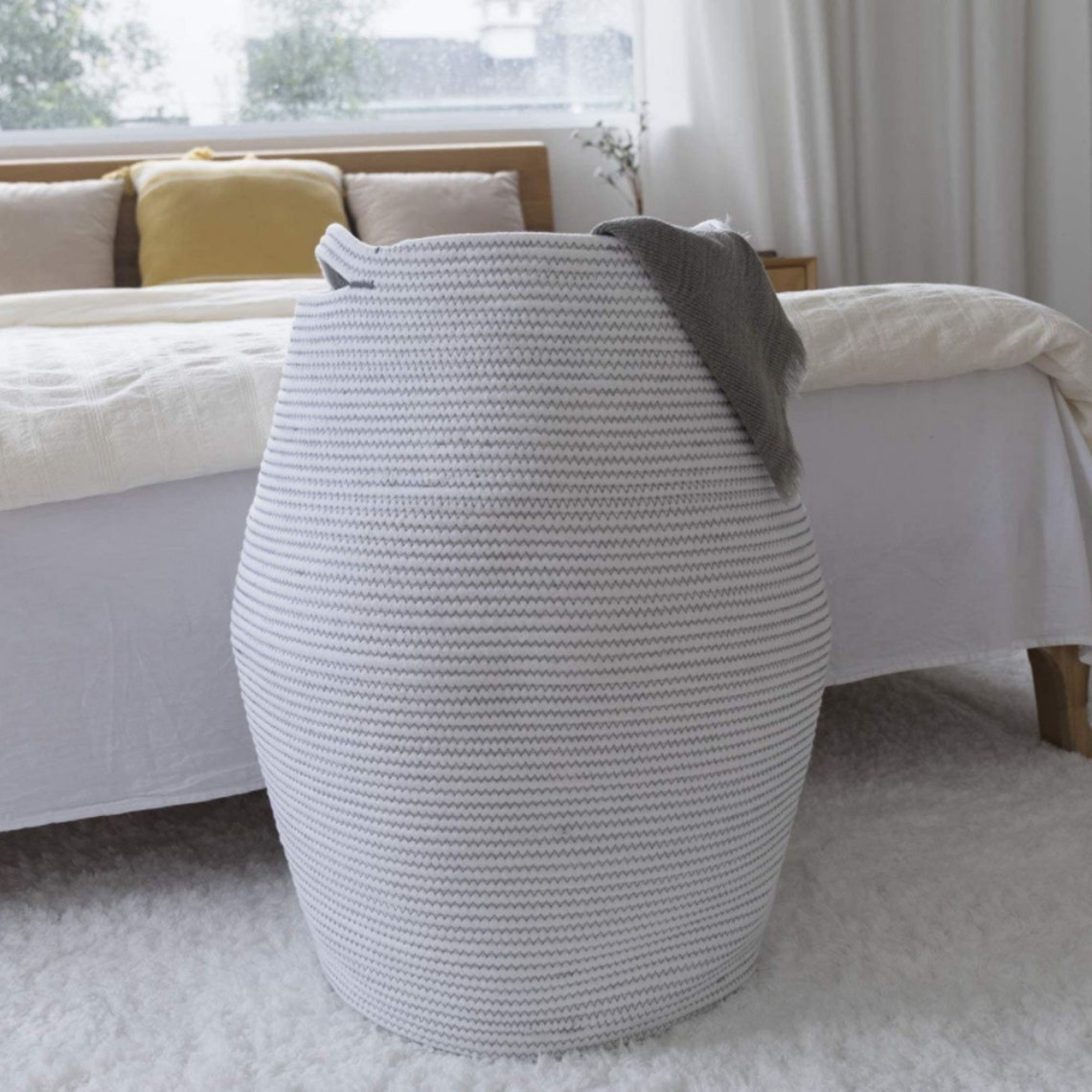 Extra Large Woven Storage Basket with Handles Laundry Hamper Etsy