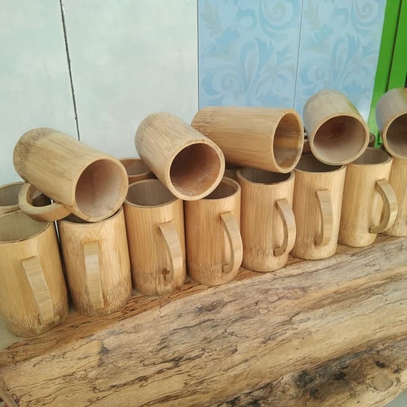 Bamboo Glass Gelas Natural kerajinan  Bambu  Etsy