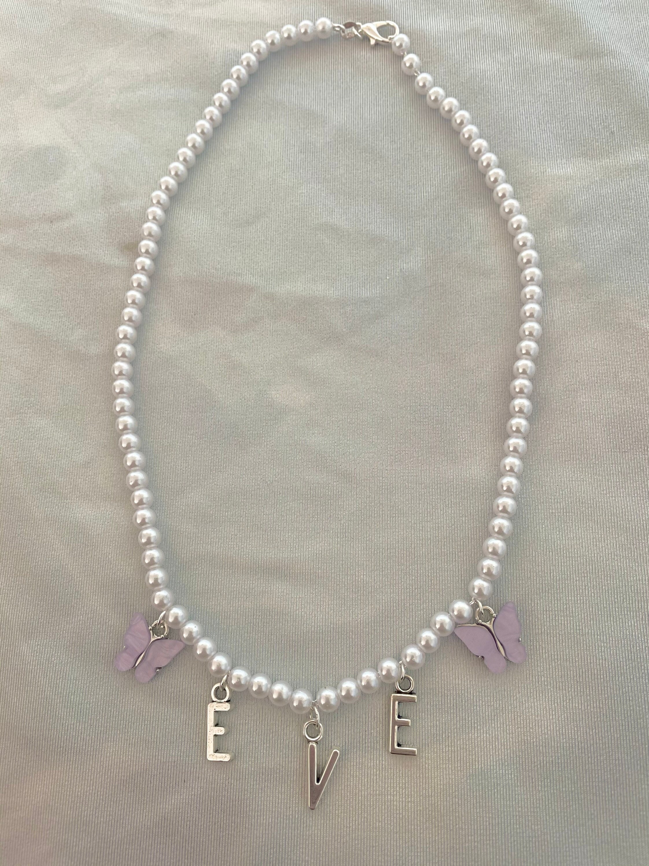 Personalised 5mm pearl name necklace with stunning dainty Etsy