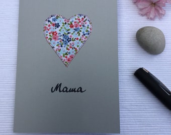 Mother's Day card, card with a heart, original card for moms, sewn card