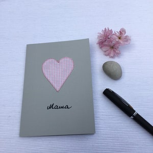 Mother's Day card, card with a heart, original card for moms, sewn card image 1