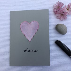 Mother's Day card, card with a heart, original card for moms, sewn card image 2