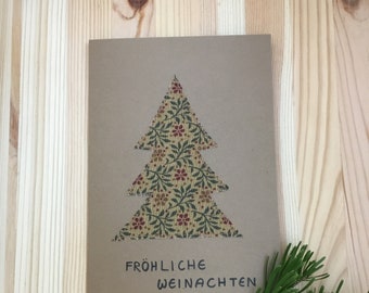 Christmas card with fabric appliqué