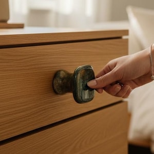 Handmade Ceramic Cabinet Knob, Minimalist Pottery Drawer Pull, Sculptural Furniture Hardware