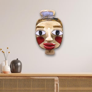 Mask face ceramics handmade. Creepy mask. Creepy decor. Art face. Wall decor. Wall sculpture
