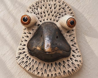 Maschera decorativa in ceramica a forma di piccione, realizzata a mano, opera d'arte murale unica a forma di uccello in ceramica, scultura di animale