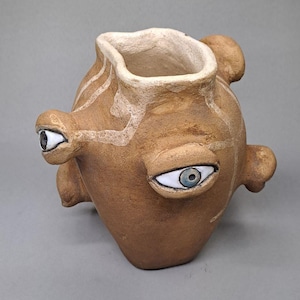 Ceramic Face Vase, Handmade Ceramic Vase, Face Sculpture Vase, Whimsical Face Decor, Unique Ceramic Home Decor, Custom Modern Art Vase