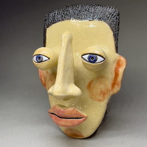 Ceramic Men Mask, Handmade Clay Male Mask, Wall Sculpture, Abstract Man Wall Art, Modern Ceramic Wall Hanging, 3d Pottery Mask, Wall Decor