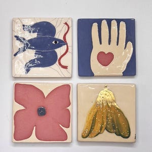 Hand-Painted Ceramic Art Tiles – 10x10 cm – Unique Illustrated Wall Decor – Buy Individually or as a Custom Set – Artisan Gift from Ukraine