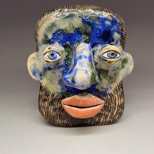 Face Ceramic Wall Mask, 3D Ceramic Mask, Whimsical Wall Mask, Handmade Mask Decor, Art Face, Wall Sculpture, Troll Wall Mask Artistic Decor