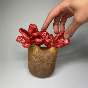 Handmade Miniature Ceramic Tree Sculpture, Rustic Clay Forest Decor, Tiny Glazed Figurine, Nature Inspired Art, Small Totem Tree Ornament