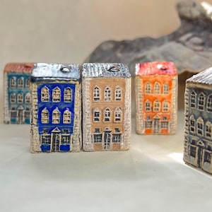 Handmade Ceramic Lviv Townhouse Miniature, European Architecture Decor, Whimsical Mini House