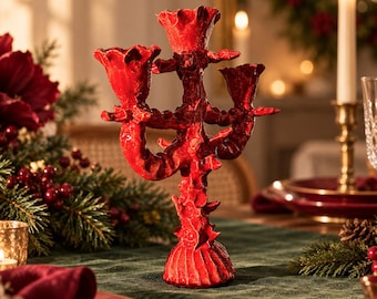 Keramische kandelaar, sculpturale kaarsenhouder, handgemaakt tafelstuk