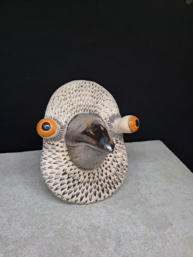 Maschera decorativa in ceramica a forma di piccione, realizzata a mano, opera d'arte murale unica a forma di uccello in ceramica, scultura di animale immagine 4