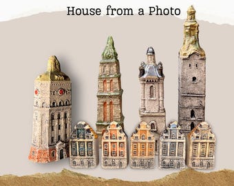 Anpassad miniatyr keramisk husskulptur, personligt hemminne