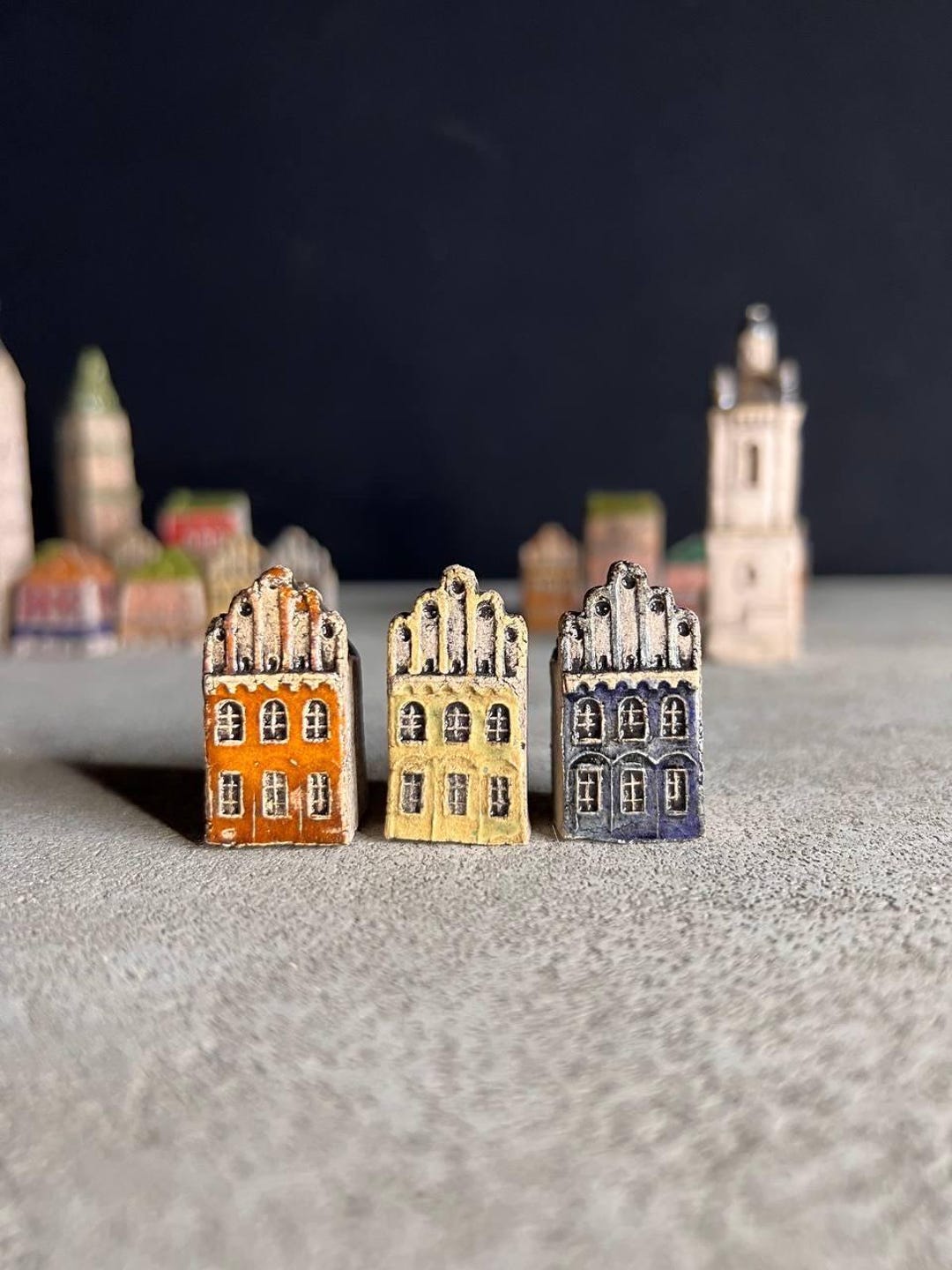 Handmade Buildings Handmade Chamotte Clay Miniature Houses, European Townhouse, Miniature ...