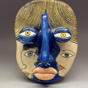 Handmade Ceramic Mask, Pottery Wall Art, Ceramic Wall Sculpture Face, Ceramic Face Mask Wall Art, Abstract Ceramic Wall Mask