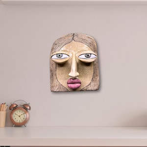 Ceramic mask.  Wall mask. Handmade mask. Mask face ceramics handmade. Mask. Decor. Art face. Wall decor. Wall sculpture. Sculpture. Portrait
