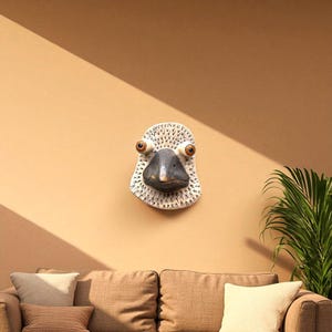 Maschera decorativa in ceramica a forma di piccione, realizzata a mano, opera d'arte murale unica a forma di uccello in ceramica, scultura di animale immagine 10