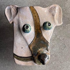 Ceramic Dog Face wall Art, Handmade Dog Lover Gift, Custom Dog Face Sculpture, Ceramic Dog Mask for Wall, Ceramic Dog Face for Wall