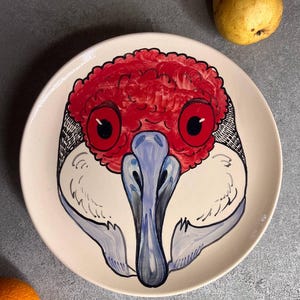Hand-Painted Ceramic Plate, Unique Bird Art, Pottery Dinnerware, Rustic Plate, Original Home Decor, Modern Pottery, Art Bird Pottery Plate