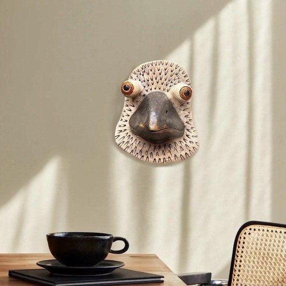 Handmade Ceramic Pigeon Mask Decor , Unique Pottery Bird Wall Art, Animal Sculpture