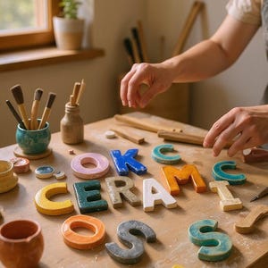 Kundenspezifisches keramisches Adressschild, personalisierte Steinzeug-Hausbuchstaben, handgemachte Tonbuchstaben