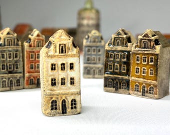 Miniature Ceramic Town Houses, Historic European Building Replica, Collectors Gift