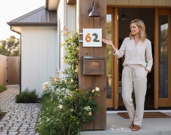 Custom Ceramic House Numbers, Pottery Number Sign for Home Decor, Address Sign