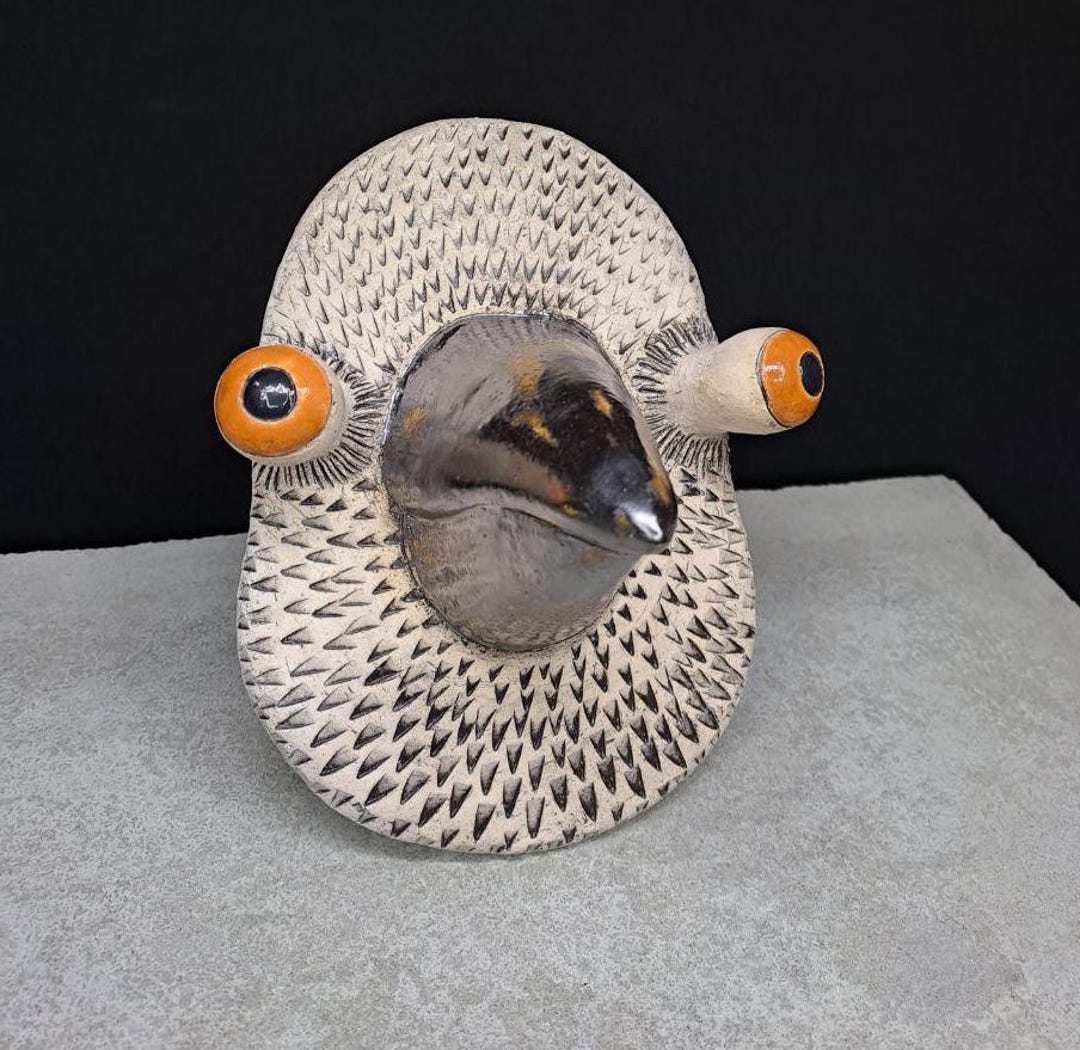 Handmade Ceramic Pigeon Mask Unique Bird Wall Art, Animal Sculpture ...