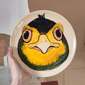 Hand-Painted Ceramic Bird Plate – Unique Wall Art & Tableware – 10-inch Decorative Plate