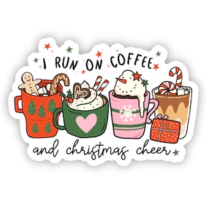 Christmas Coffee Sticker, Christmas Cheer Sticker, Coffee Sticker, Laptop Decal, Water Bottle Sticker, Waterproof Vinyl Sticker 3 x 2 inch