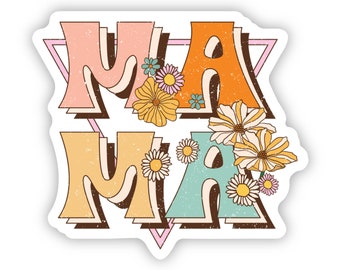 Mother's Day Stickers, Mama Stickers, Mother's Day Gift, Retro Stickers, Floral Mama Stickers, Laptop Stickers, Vinyl Sticker  3 x 2.7 inch