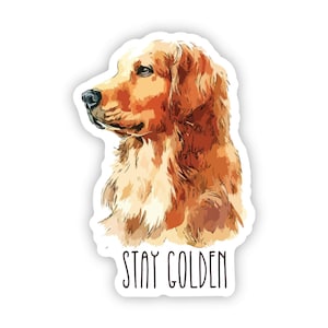 Golden Retriever Sticker, Stay Golden Sticker, Dog Sticker, Laptop Sticker, Water Bottle Sticker, Waterproof Vinyl Sticker 2.1 x 3 inch