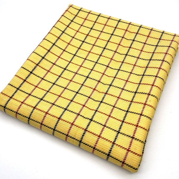 Yellow Tattersall Double Sided Check, 100% Wool Fabric. Made In England, SOLD PER METER