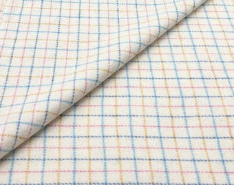 White Tattersall Tweed Fabric – Wool Blend Upholstery, Curtains, Apparel