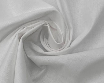 White 210gsm 50m Roll or Sample Polycotton Plain Curtain Lining 
