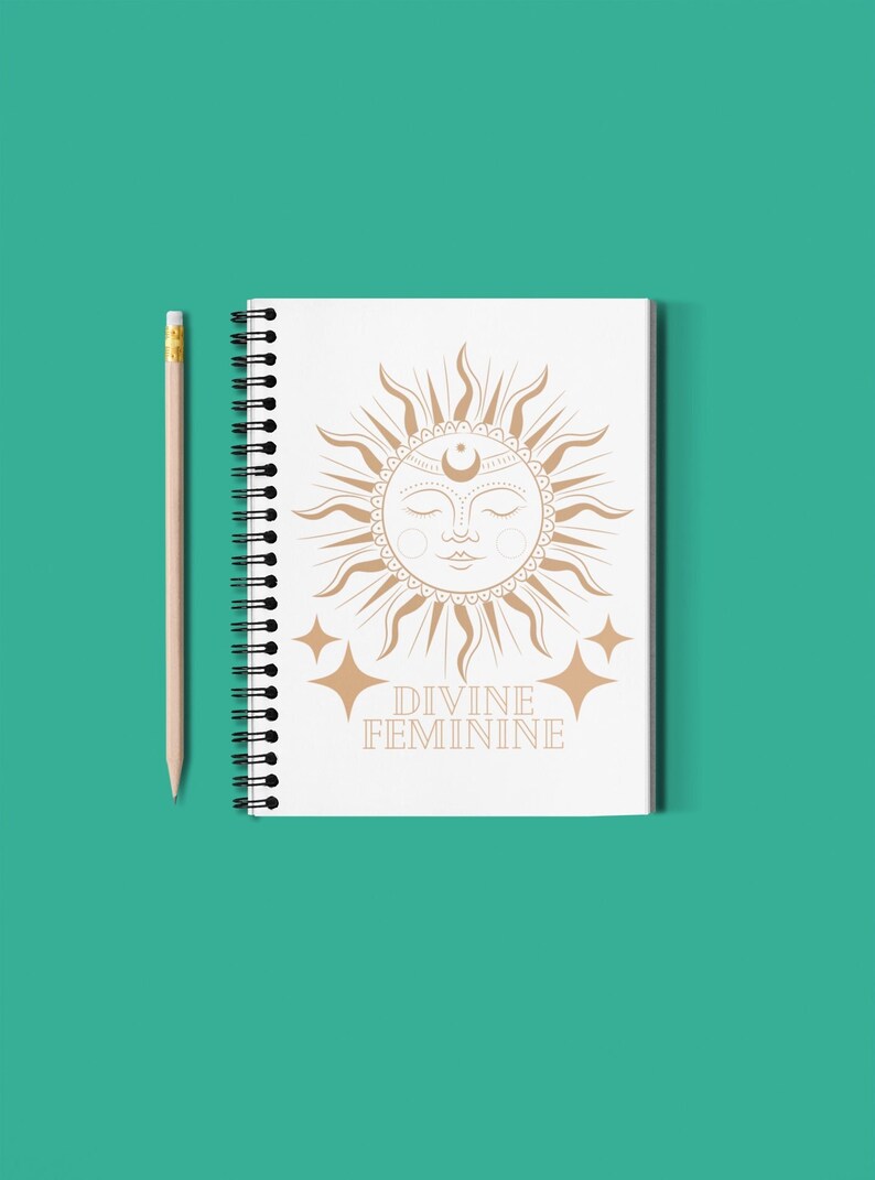 Divine Feminine Spiral Bound Journal, Rule Lined Notebook, Cute Gifts for Her, Spiritual Journal