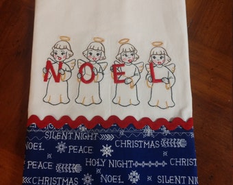Embroidered Tea Towel, Christmas Towels, Kitchen Towels, Farmhouse Decor, 16 x 26
