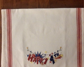 Happy 4th, Fourth of July Tea Towel, 18" x 26"