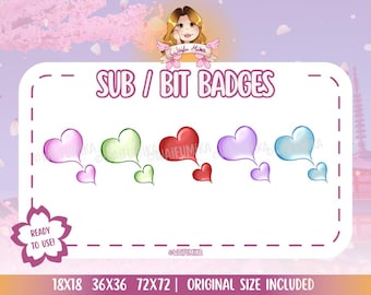 Hearties | Love | Cute | P2U | Premade | Twitch Subscriber Badges | Bit Badges | Sub Badges | YouTube Badges | Streamer