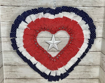 Americana Decor/Rag Wreath/Americana Wreath/Independence Day Decor/Patriotic Decor/Red White and Blue/4th of July/American Flag/Farmhouse
