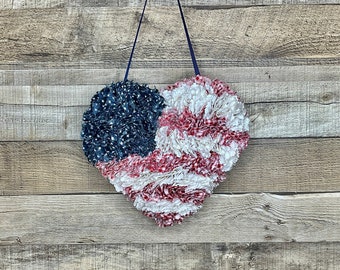 Americana Decor/Rag Wreath/Americana Wreath/Independence Day Decor/Patriotic Decor/Red White and Blue/4th of July/American Flag/Farmhouse