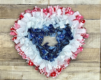 Americana Decor/Rag Wreath/Americana Wreath/Independence Day Decor/Patriotic Decor/Red White and Blue/4th of July/American Flag/Farmhouse
