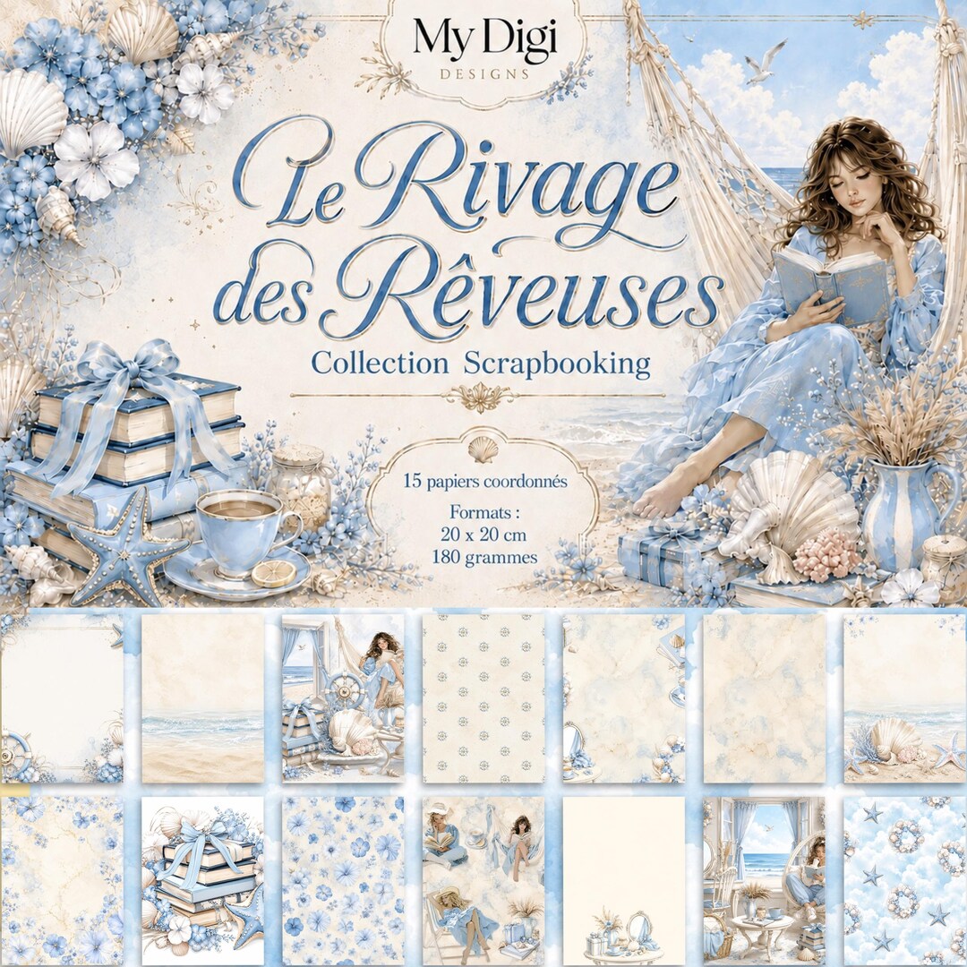 Le Rivage des Rêveuses | Collection Scrapbooking 20x20 cm | 15 papiers ...