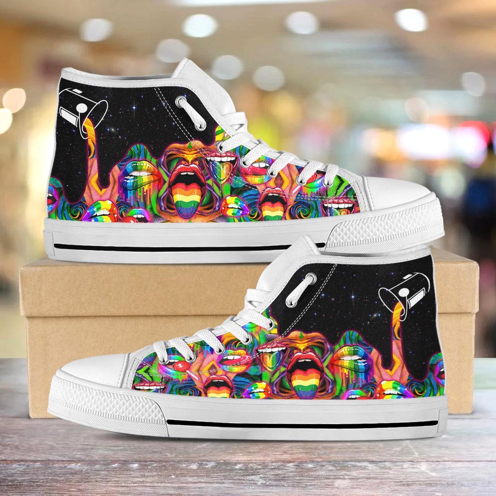Lgbt Pride Shoes LGBT Pouring Rainbow Color Rolling Stone Etsy